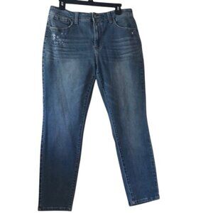 Time And Tru Womens 16 Petite High Rise Skinny Jeans Light Wash Distressed Denim